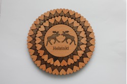 Trivet with a picture, text and hearts 15ø cm